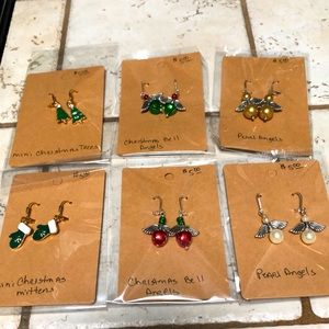 Christmas earrings 6 pairs